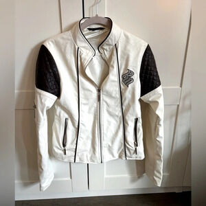 Vintage Rocawear White Leather Jacket EUC Size Small